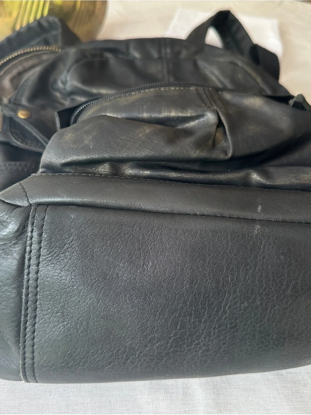 Frye Black Leather Zipper Front Backpack